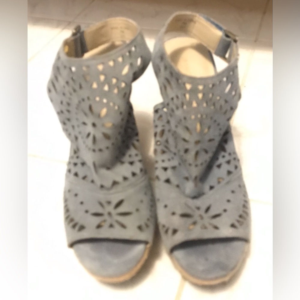 Ladies Pale Blue Wedges Gently Used